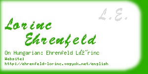 lorinc ehrenfeld business card